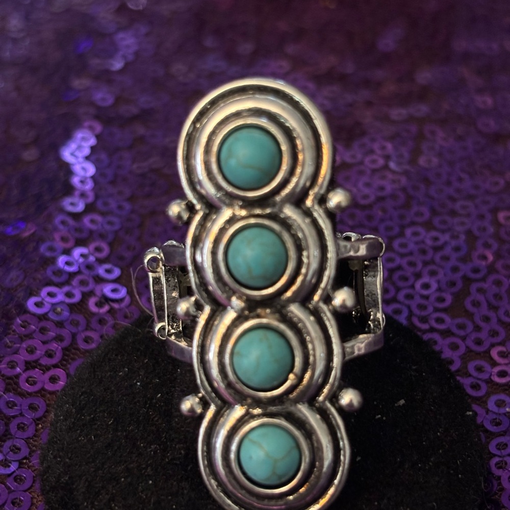 paparazzi Silver-Tone Turquoise Stack Ring